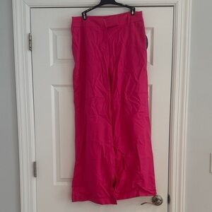 Chic Fuchsia Wide-Leg Linen Trousers
